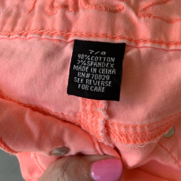 🛍 Rue 21 Neon Orange Jeans - size 7/8 - Picture 3 of 9